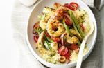 American Garlic And Chilli Prawns With Green Bean and Olive Couscous Recipe Appetizer