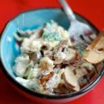 Salad with Hearts of Chicken and Mushrooms recipe