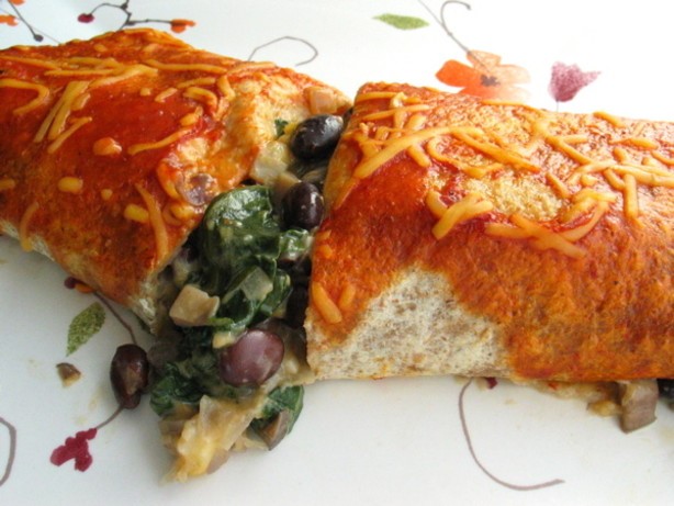 American Black Bean Spinach and Mushroom Burritos Dinner