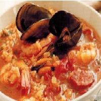 Spanish Rice Mussel Prawn And Chorizo Soup Soup