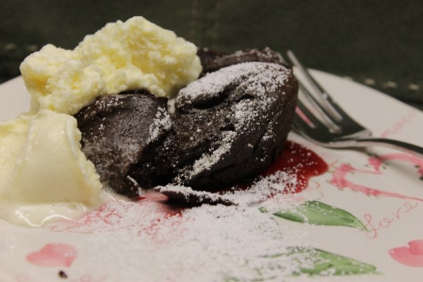 American Chocolate Volcanoes With Raspberry Coulis Dessert