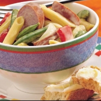 Penne with Vegetables and Kielbasa recipe