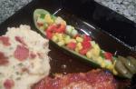American Corn and Bell Peppers Stuffed Zucchini Appetizer
