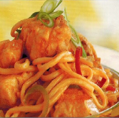 American Sweet And Sour Fish With Hokkien Noodles Dinner