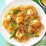 American Sesame Noodles with Shrimp and Snap Peas Dinner