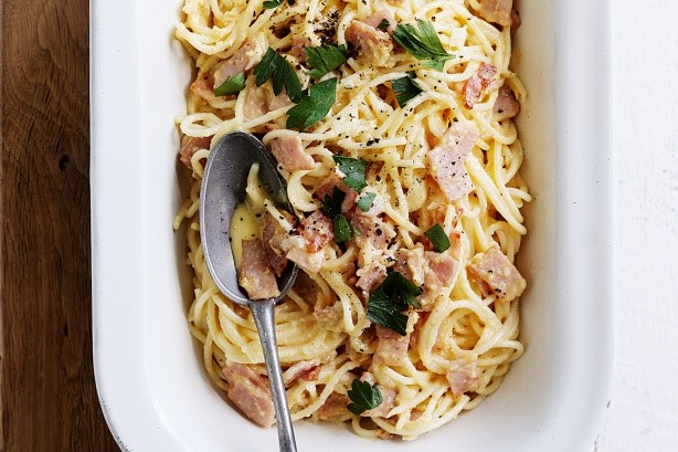 American minute Carbonara Pasta Recipe Dinner