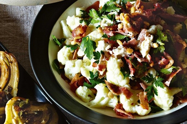 American Cauliflower With Pancetta Pine Nuts And Gorgonzola Recipe Appetizer