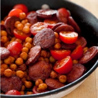 German Chorizo with Chickpeas and Tomato Appetizer
