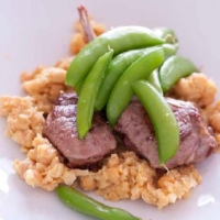 Canadian Lamb Cutlets with Crushed Chickpeas and Sugar Snap Peas Dinner