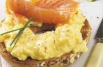 American Salmon and Scrambled Egg Bagels Breakfast