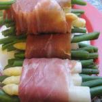 Dutch Roulades of Green Beans and White Asparagus in Prosciutto Di Parma Trademark  with Dutch Sauce Dinner