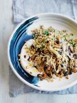 British Mushrooms and Pearl Barley with Macadamia Bread Sauce Appetizer