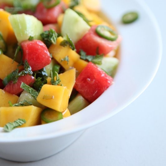 American Cucumber Watermelon and Mango Salad Appetizer