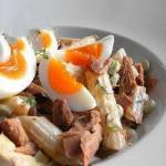 British Pasta Salad with Tuna and Eggs Appetizer