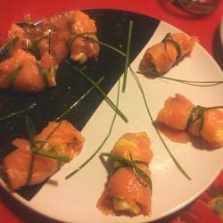 Russian Rolls of Salmon Stuffed with Russian Salad Appetizer