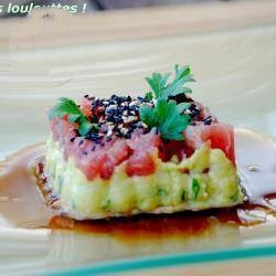 American Tuna Tartar on Avocado Cream Appetizer