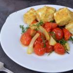 Fried Sheep Cheese with Tomatoes Fennel Vegetables recipe