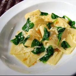 American Handkerchiefs with Spinach Garlic and Pecorino Cheese Dinner