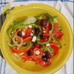 Pepper Salad with Cucumber Feta Cheese Tomato and Olive recipe