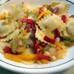 American Cheese Ravioli with Three Pepper Topping Recipe Appetizer