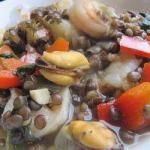 American Lentil Soup and Seafood Appetizer