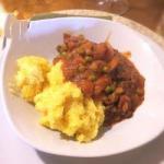 American Polenta with Stew with Potatoes and Peas Dessert