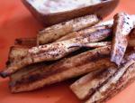 American Parsnip Pencil Fries With Spicy Curry Dipping Sauce Appetizer