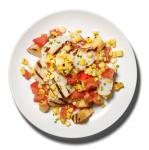 American Grilled Scallops With Peaches Corn and Tomatoes Recipe Appetizer