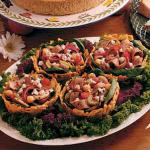 American Warm Beef Salad in Potato Baskets Appetizer