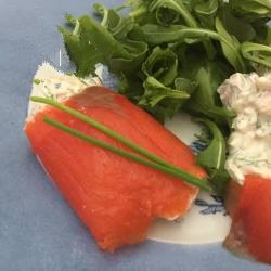 American Pannequets to Two Salmon Appetizer