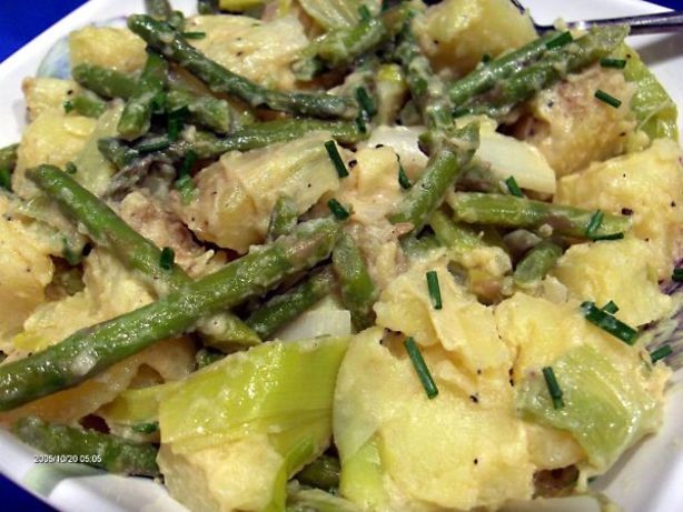 American Warm Potato Leek Salad Appetizer