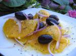 American Orange Red Onion and Black Olive Salad Appetizer