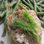 American Salmon to Green Beans and Seeds of Flax Appetizer