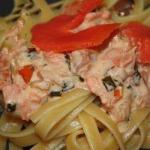 British Tagliatelle Pasta With Tomatoes and Smoked Salmon Appetizer