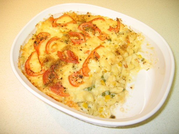 American Macaroni and Cheese with Tomatoes 1 Dinner