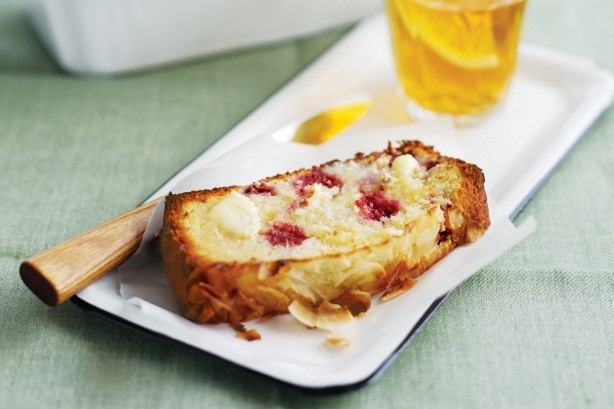 American Raspberry and White Chocolate Coconut Bread Recipe Dessert