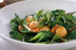 American Seared Scallops With Chilli Dressing and Baby Asian Greens Recipe Dessert