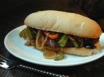 American Sausage Sandwiches With Peppers Onion and Olives Appetizer