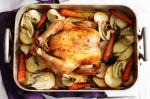 Sage And Onion Roast Chicken With Potatoes Baby Carrots And Fennel Recipe recipe