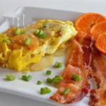 American Egg Omelet with Potatoes and Cheese Appetizer