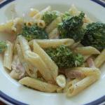 American Noodles with Broccoli and Ham in a Cream Sauce Appetizer