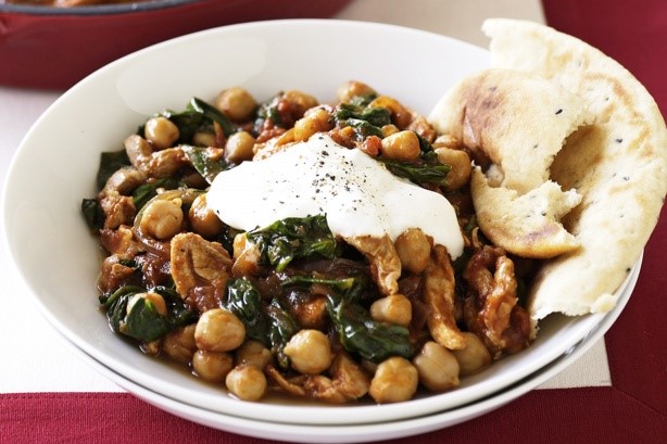 Indian Indian Chicken Curry With Chickpeas And Spinach Recipe Appetizer