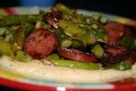American Chicken Sausage and Asparagus over Polenta Appetizer
