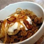 American Lentils and Rice with Fried Onions mujadarrah Recipe Appetizer