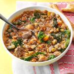 American Sausage and Kale Lentil Stew Appetizer