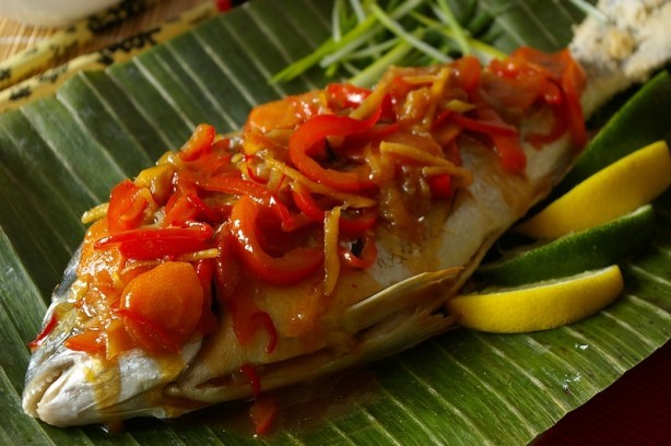 Chinese Chinese New Year Whole Fish With Sweet and Sour Vegetables Dinner