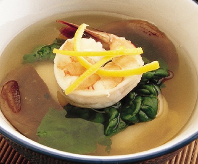 Japanese Ozoni - Rice Cake Soup with Shrimp Soup