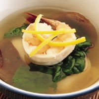 Japanese Ozoni - Rice Cake Soup with Shrimp Soup