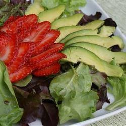 American Salad of Avocado Strawberries and Variety of Lettuce Dessert