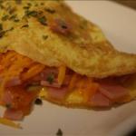 American Easy Ham and Cheddar Omelet Breakfast